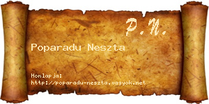 Poparadu Neszta névjegykártya